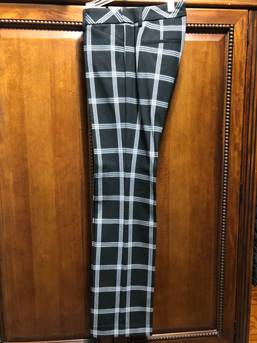 Express The Editor Plaid Dress Pants | Black & White Grid Trousers | Size 2R